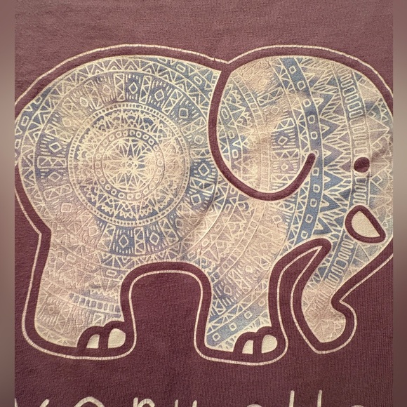 Ivory Ella size Medium purple long sleeve tee with boho elephant print. - Picture 6 of 8